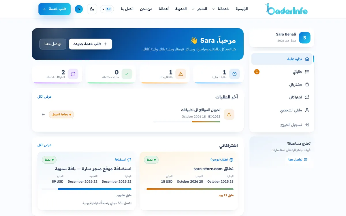 لوحة حساب العميل